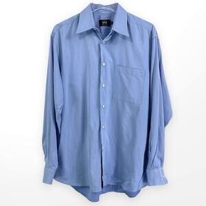IKE BEHAR Blue Woven Long Sleeve Button Down Collared Dress Shirt